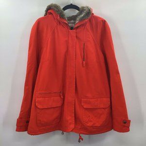 Daughters of the Liberation Anthropologie Women's M Orange Faux Fur Parka Jacket
